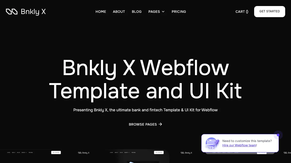 Screenshot of the Bnkly X theme homepage