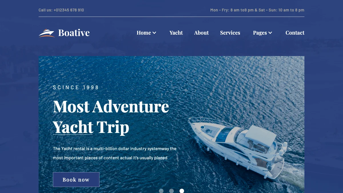 Screenshot of the Boative theme homepage