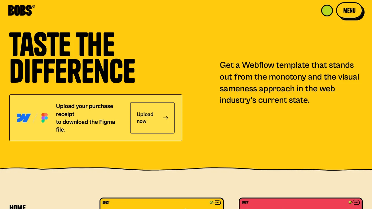 Screenshot of the Bobs theme homepage