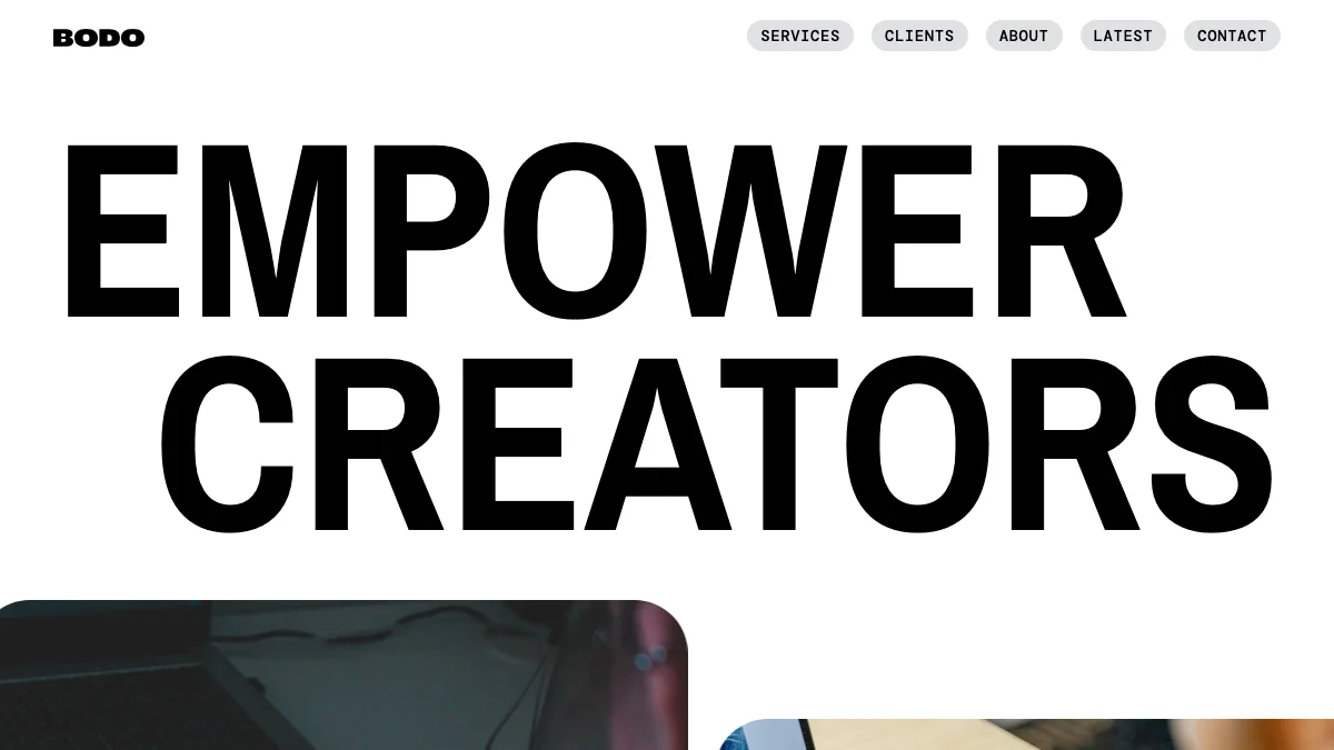 Screenshot of the BODO theme homepage
