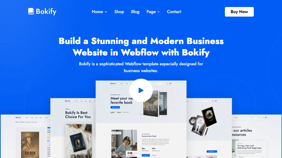 Screenshot of the Bokify theme homepage