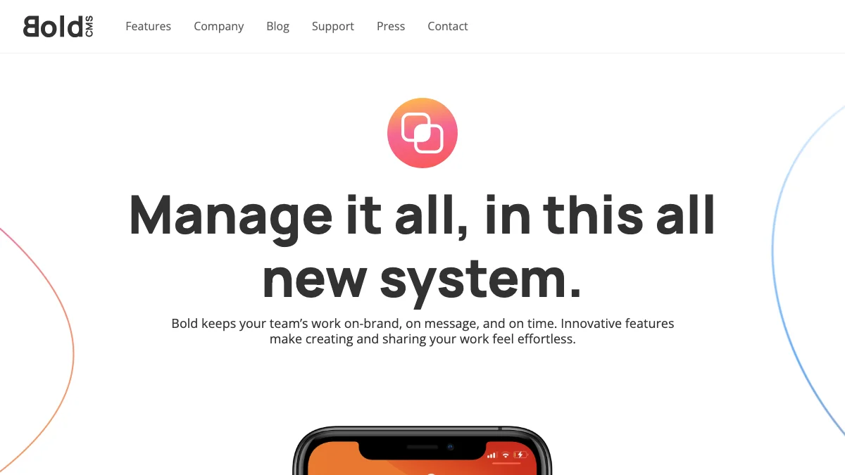 Screenshot of the Bold CMS theme homepage