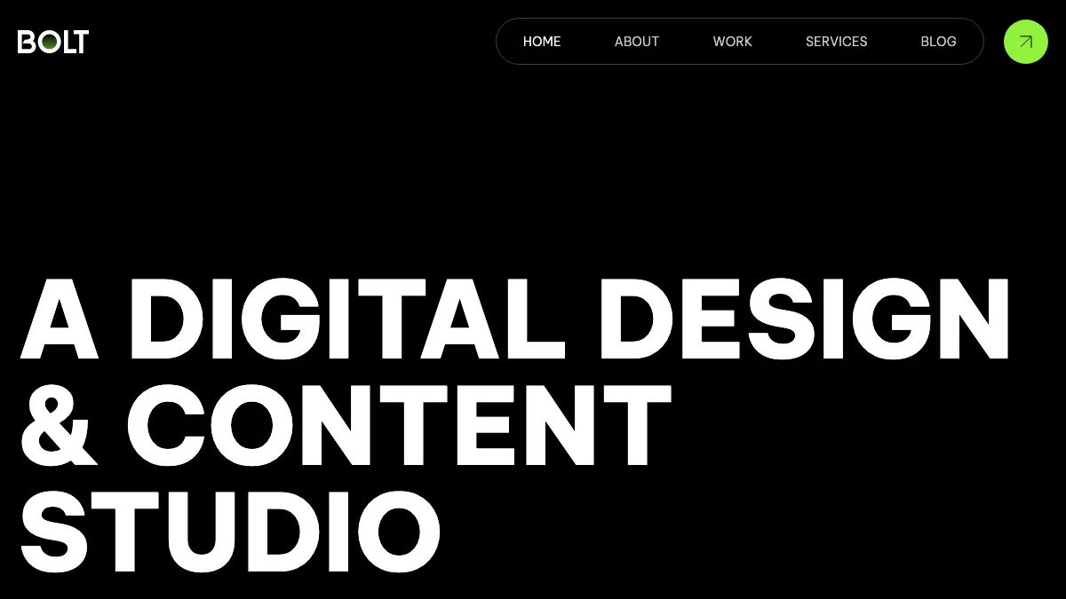 Screenshot of the Bolt theme homepage