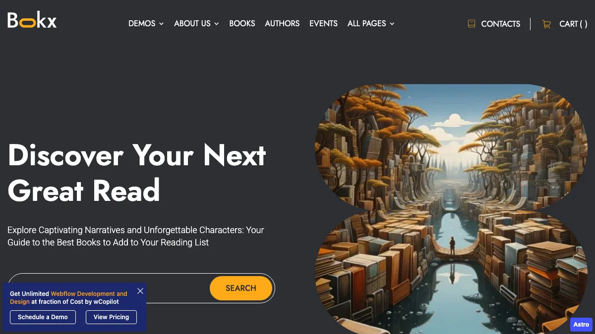 Screenshot of the Bookx theme homepage