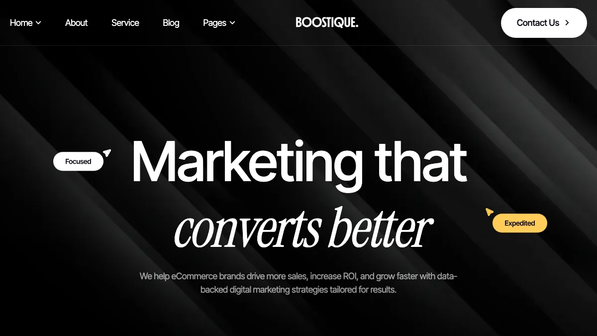 Screenshot of the Boostique theme homepage