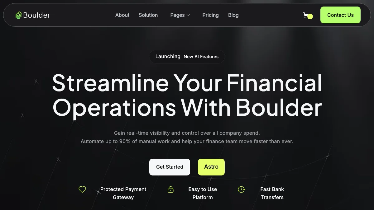 Screenshot of the Boulder theme homepage