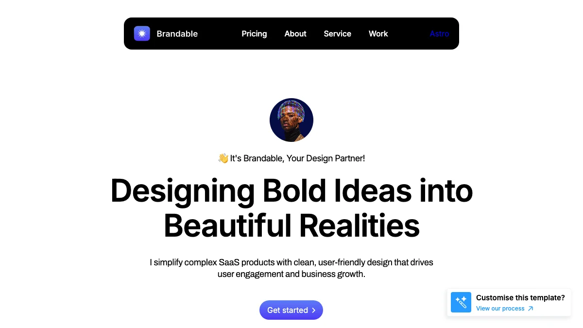 Screenshot of the Brandable theme homepage