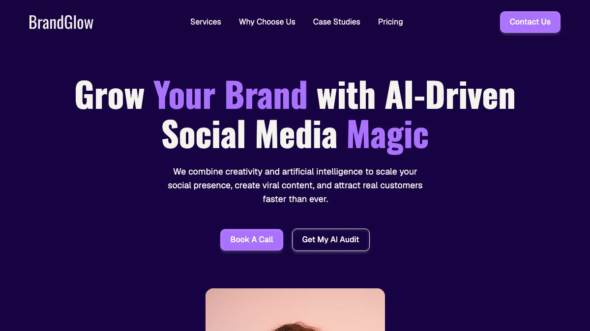 Screenshot of the BrandGlow theme homepage