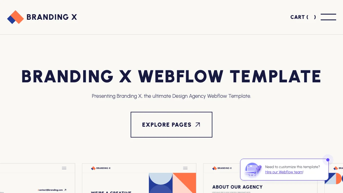 Screenshot of the Branding X theme homepage