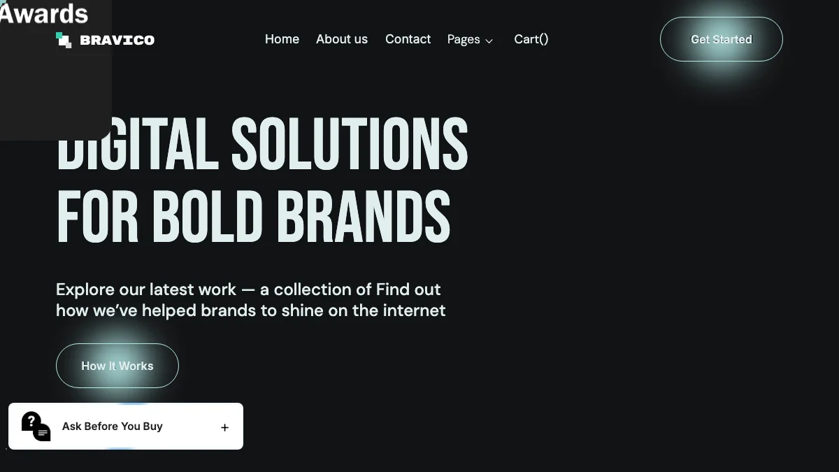 Screenshot of the Bravico theme homepage