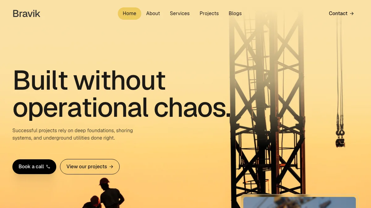 Screenshot of the Bravik theme homepage