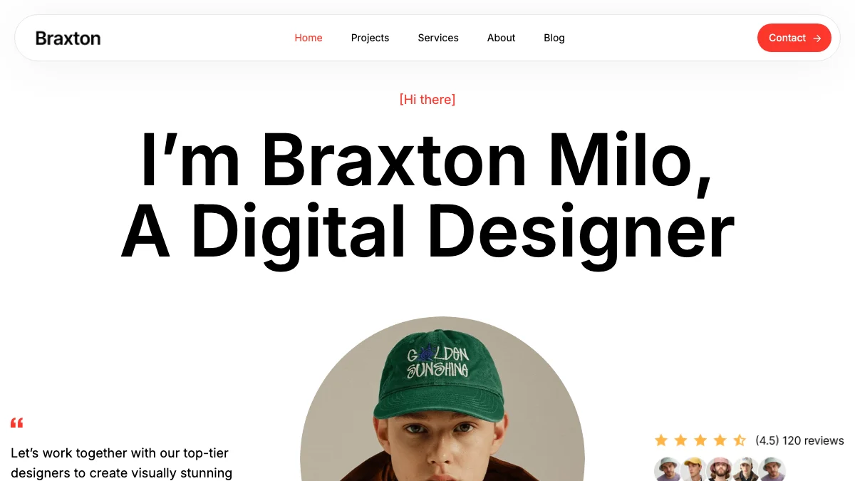 Screenshot of the Braxton theme homepage