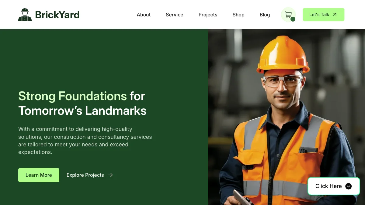 Screenshot of the BrickYard theme homepage
