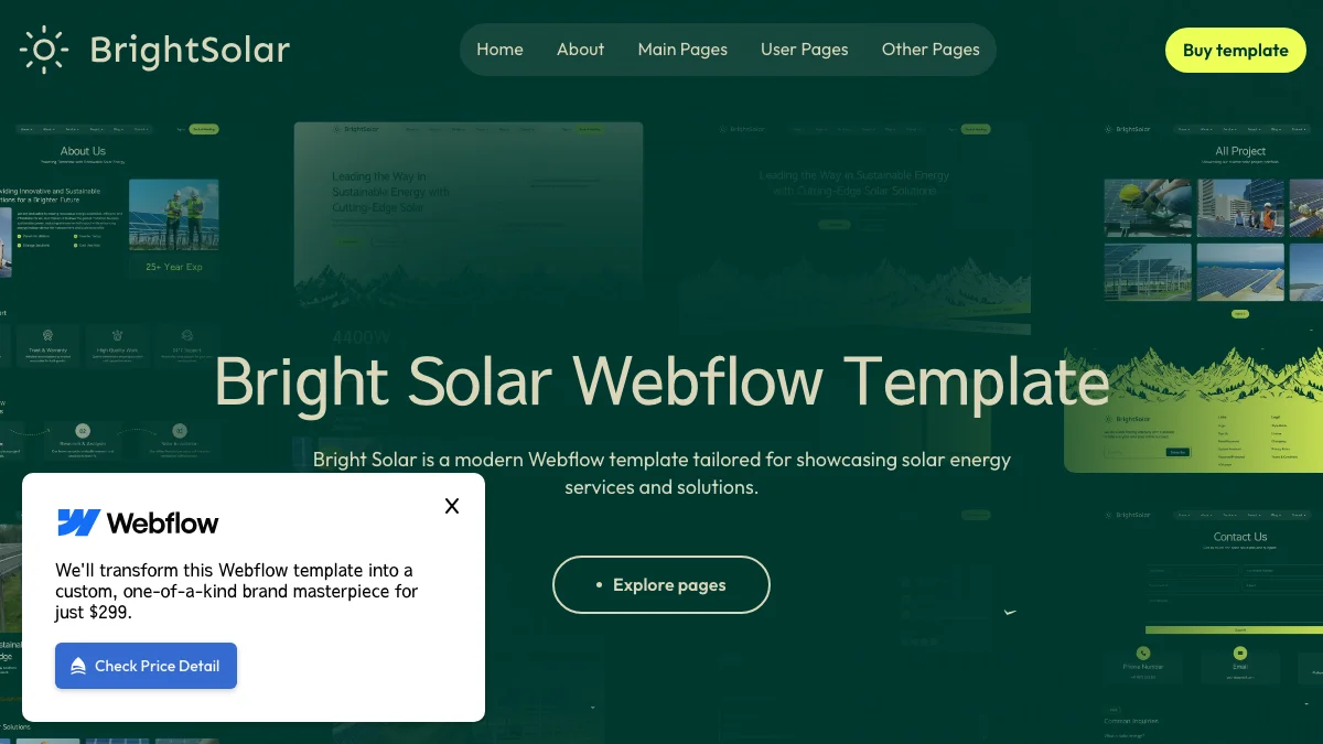 Screenshot of the Bright Solar theme homepage