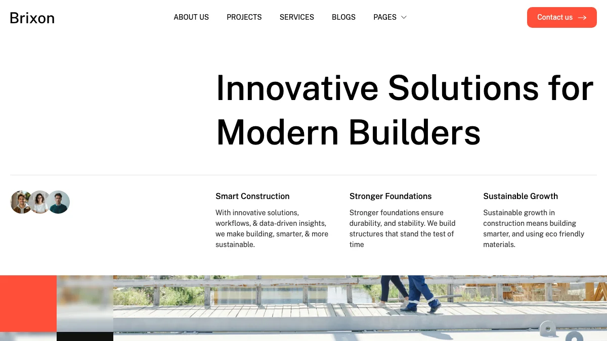 Screenshot of the Brixon theme homepage