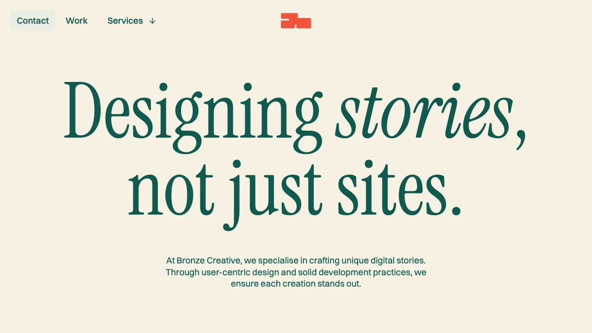 Screenshot of the Bronze Creative theme homepage