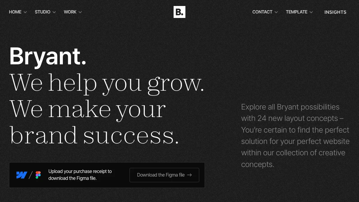 Screenshot of the Bryant theme homepage