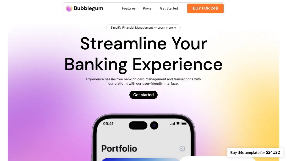 Screenshot of the Bubblegum theme homepage
