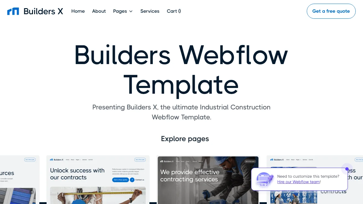 Screenshot of the Builders X theme homepage