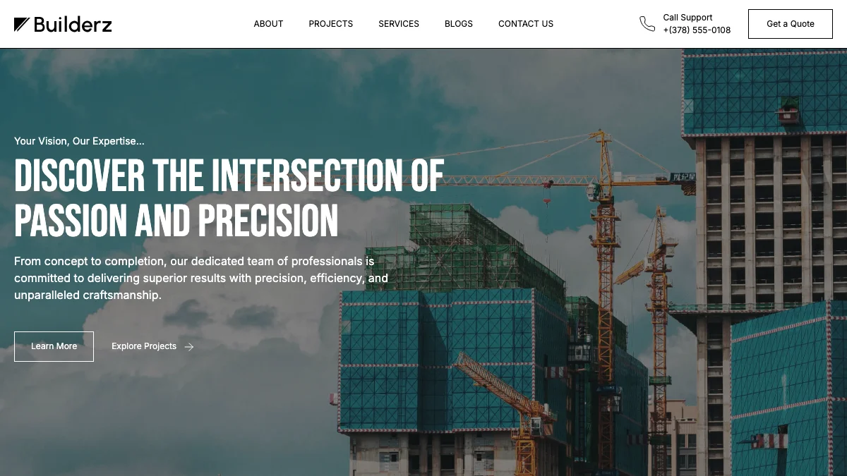 Screenshot of the Builderz theme homepage