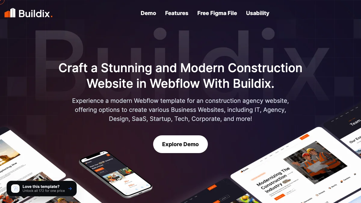 Screenshot of the Buildix theme homepage