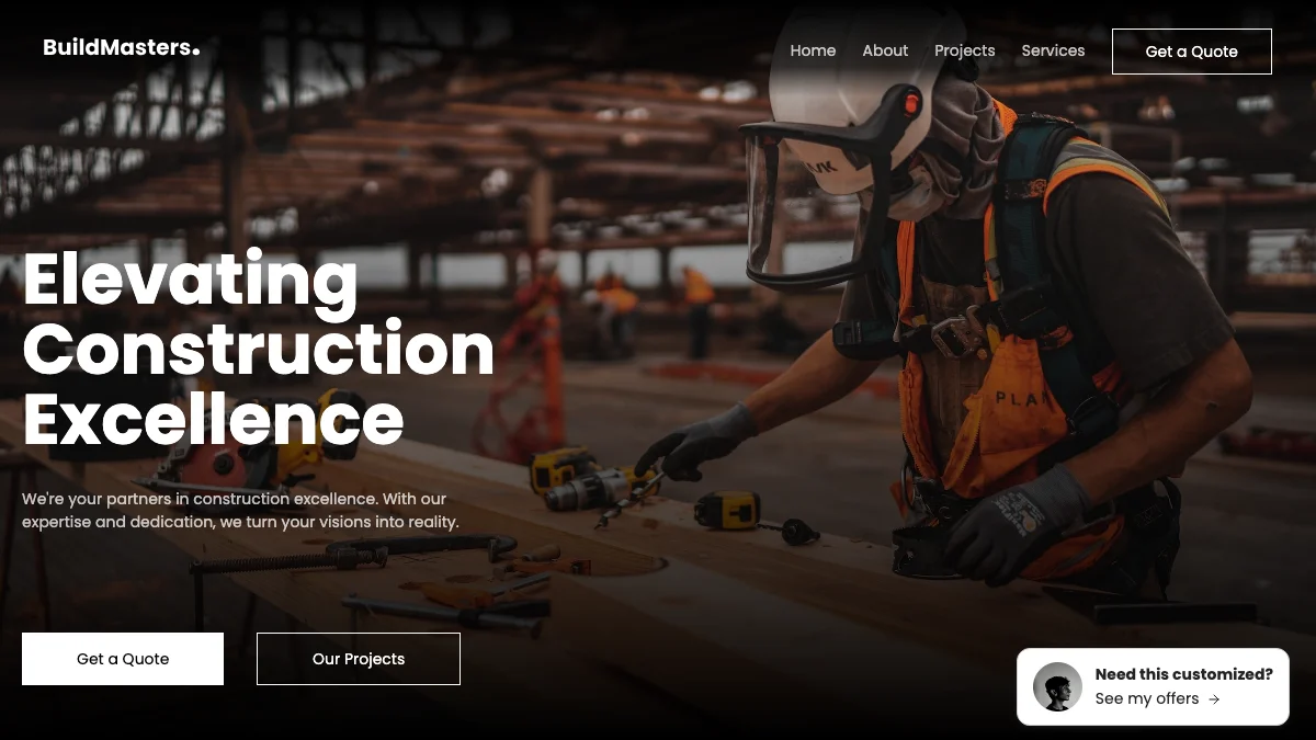 Screenshot of the BuildMasters theme homepage