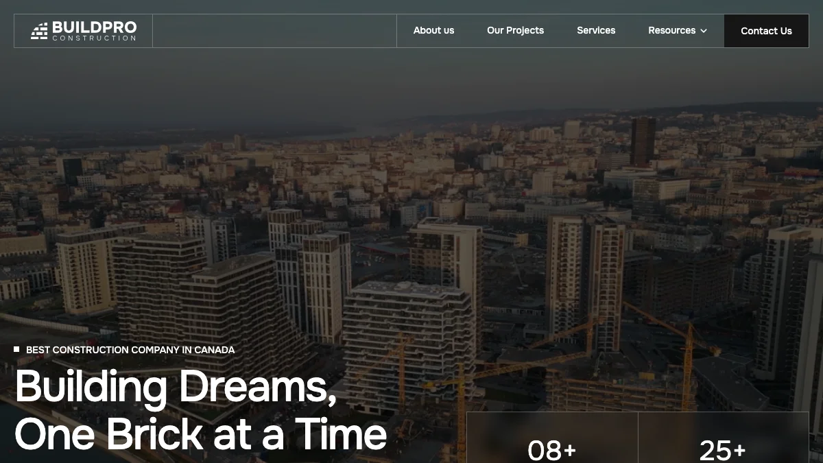 Screenshot of the Buildpro theme homepage