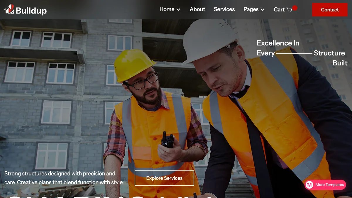 Screenshot of the Buildup theme homepage