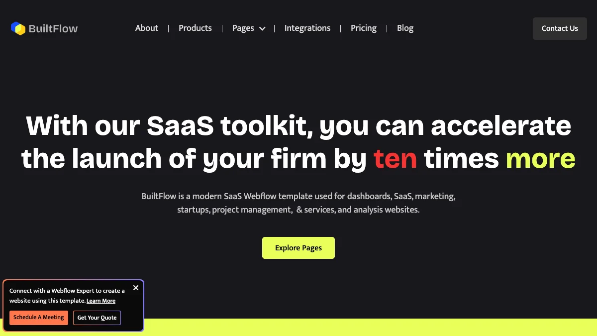 Screenshot of the BuiltFlow theme homepage