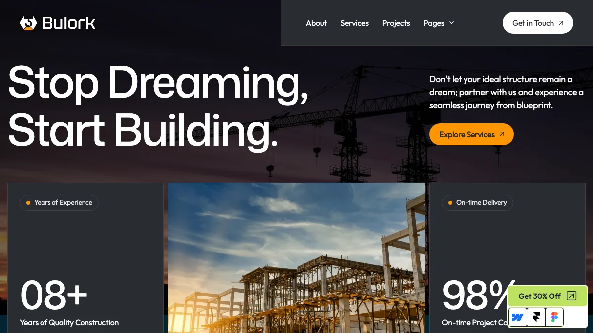 Screenshot of the Bulork theme homepage