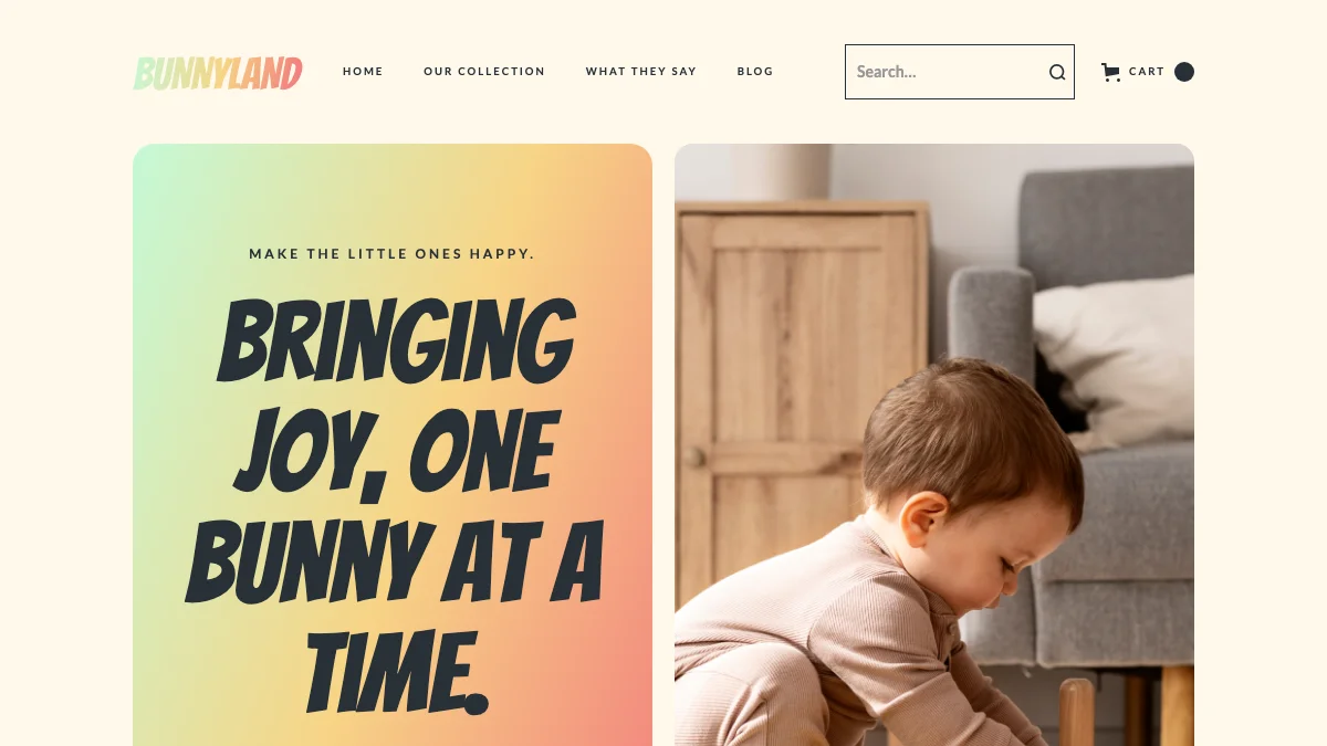 Screenshot of the Bunnyland theme homepage