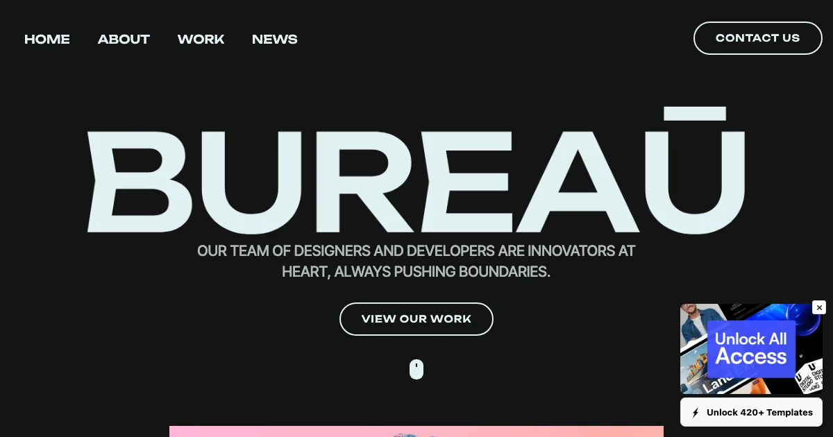 Screenshot of the Bureaus theme homepage