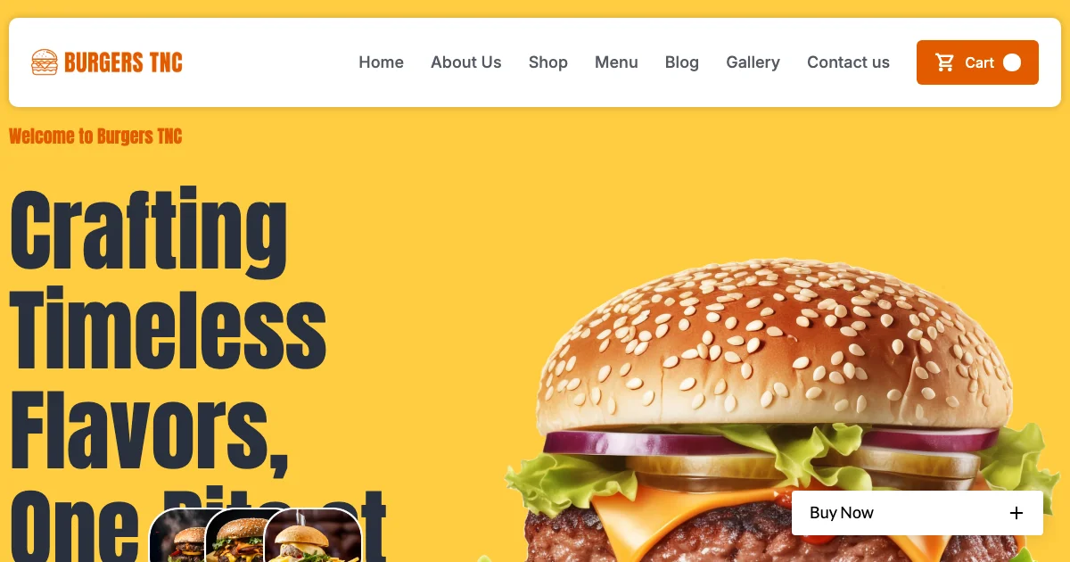 Screenshot of the Burgers TNC theme homepage