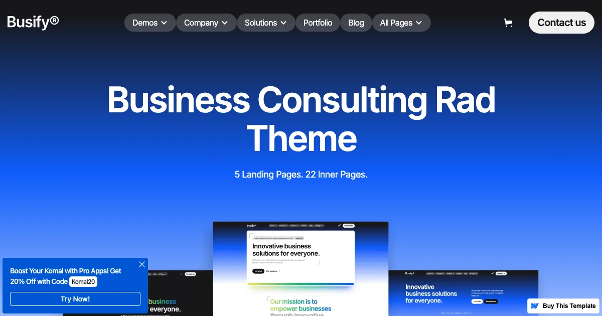 Screenshot of the Busify 128 theme homepage
