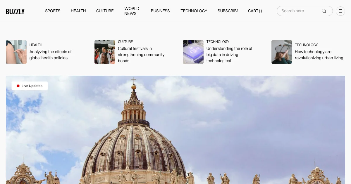 Screenshot of the Buzzly theme homepage
