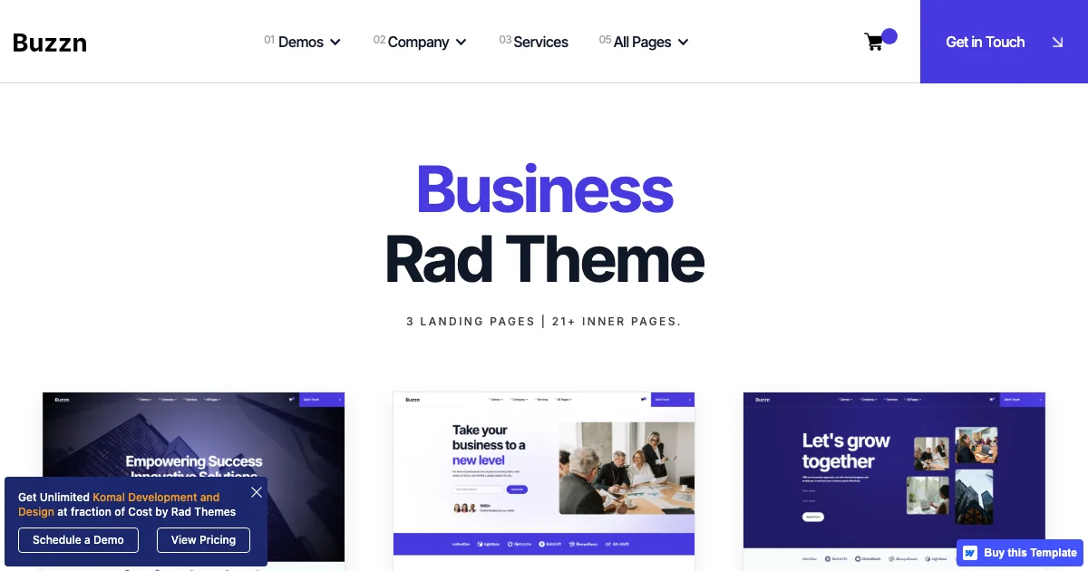 Screenshot of the Buzzn theme homepage