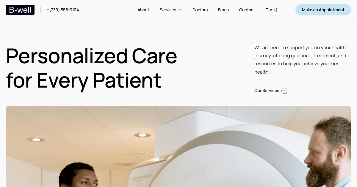 Screenshot of the B-Well theme homepage