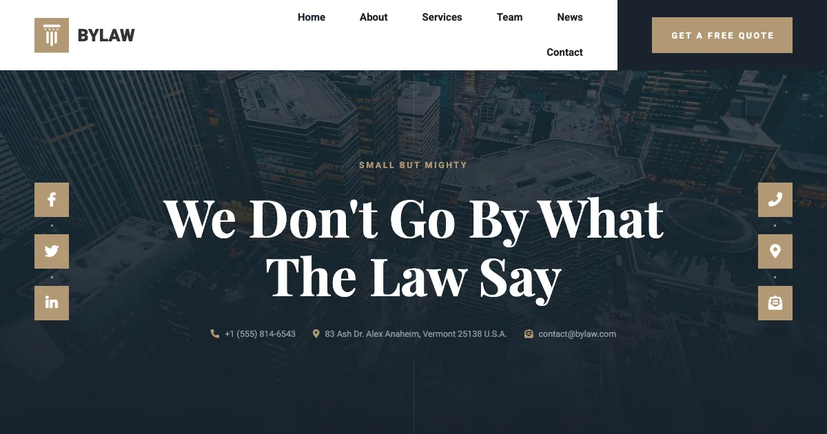 Screenshot of the Bylaw theme homepage