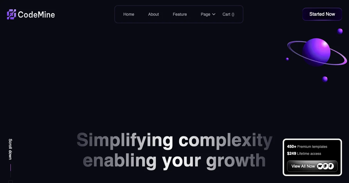 Screenshot of the C0deMine theme homepage