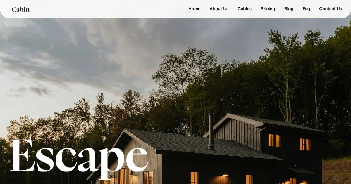 Screenshot of the Cabin CMS theme homepage