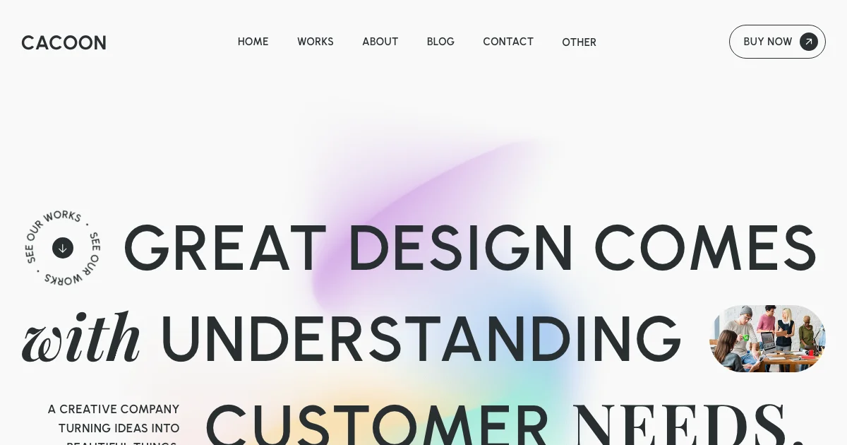 Screenshot of the Cacoon theme homepage