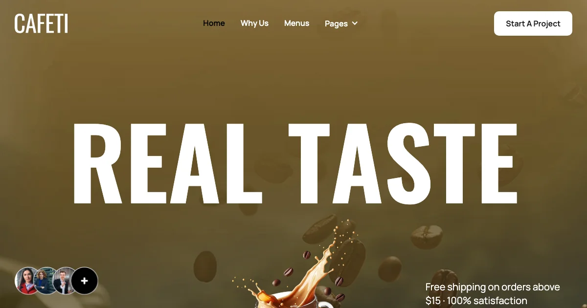 Screenshot of the Cafeti theme homepage
