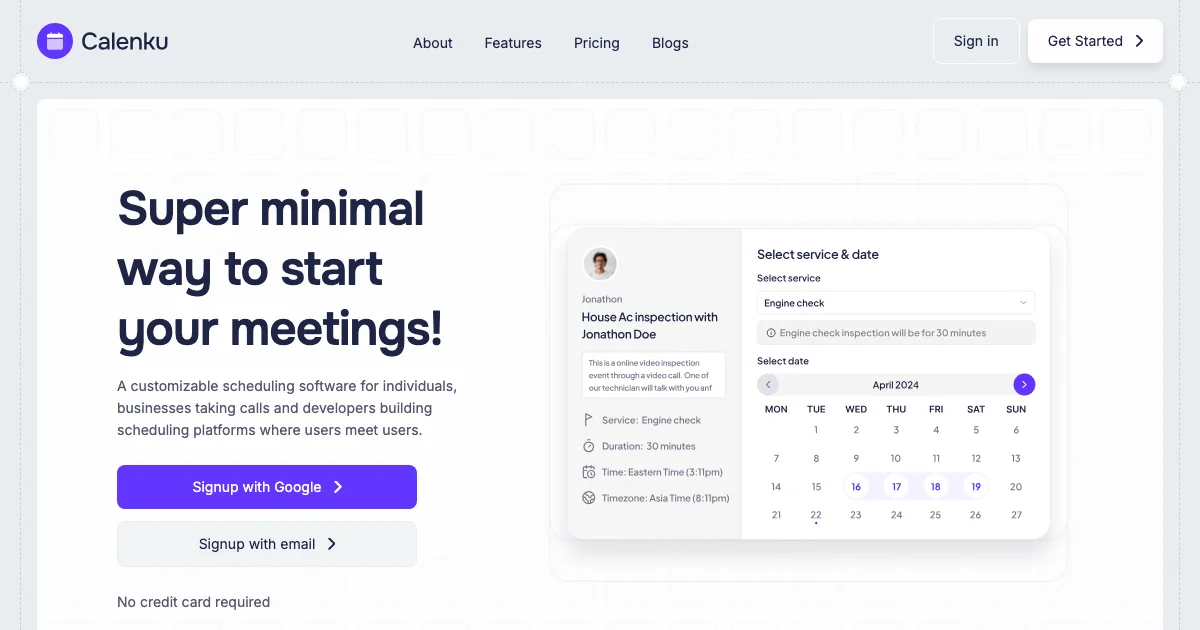 Screenshot of the Calenku theme homepage