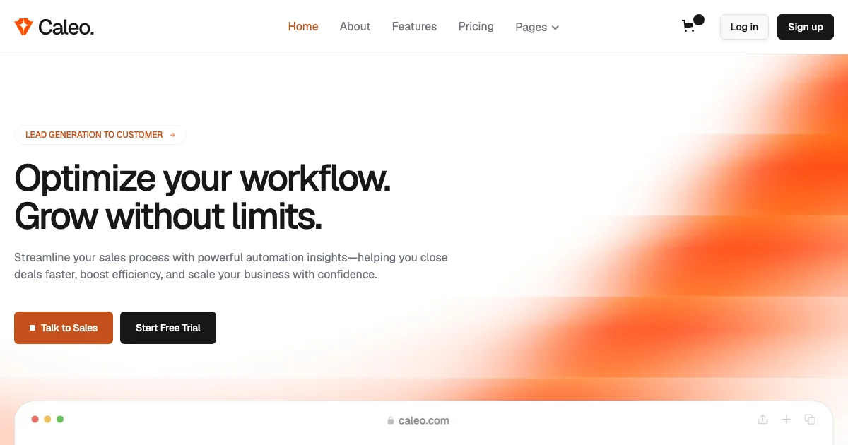 Screenshot of the Caleo theme homepage