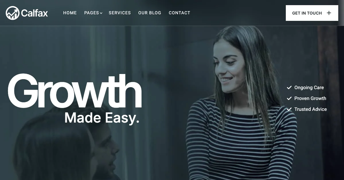 Screenshot of the Calfax theme homepage