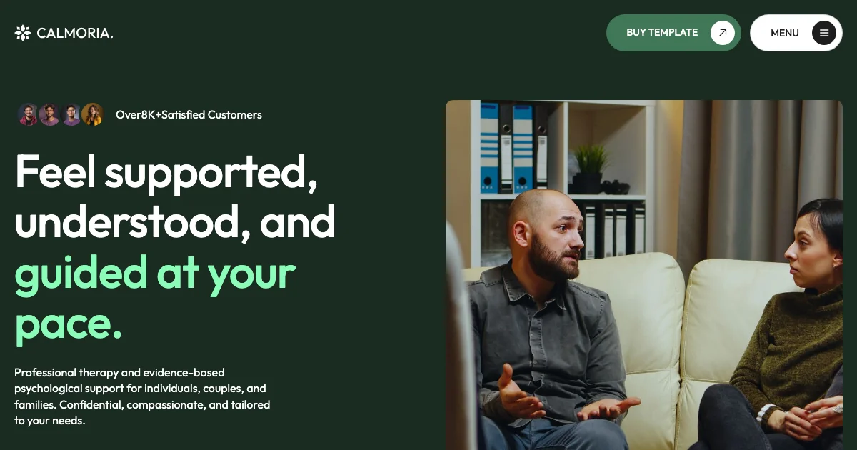 Screenshot of the Calmoria theme homepage