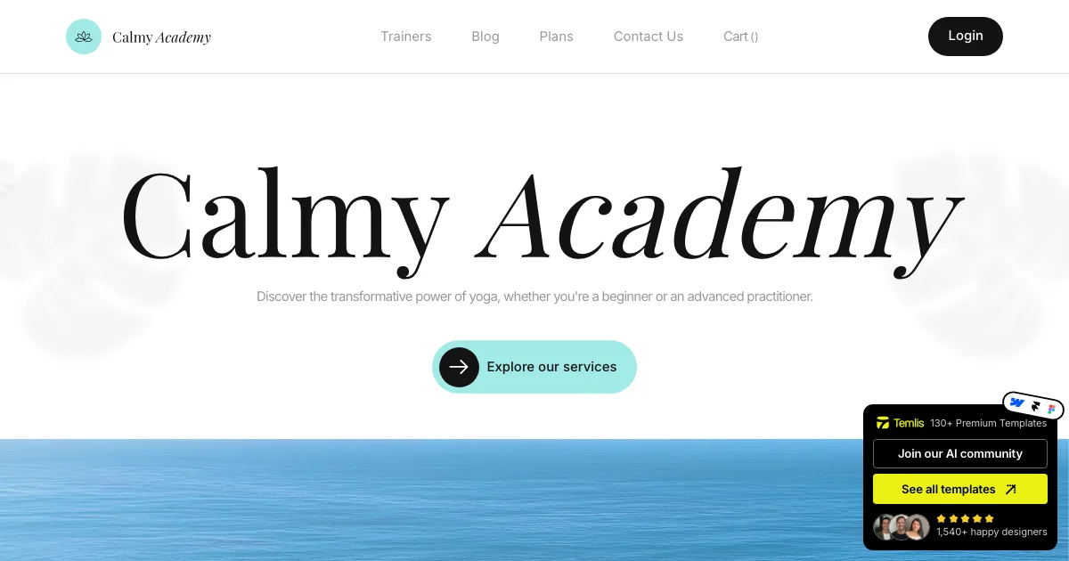 Screenshot of the Calmy theme homepage