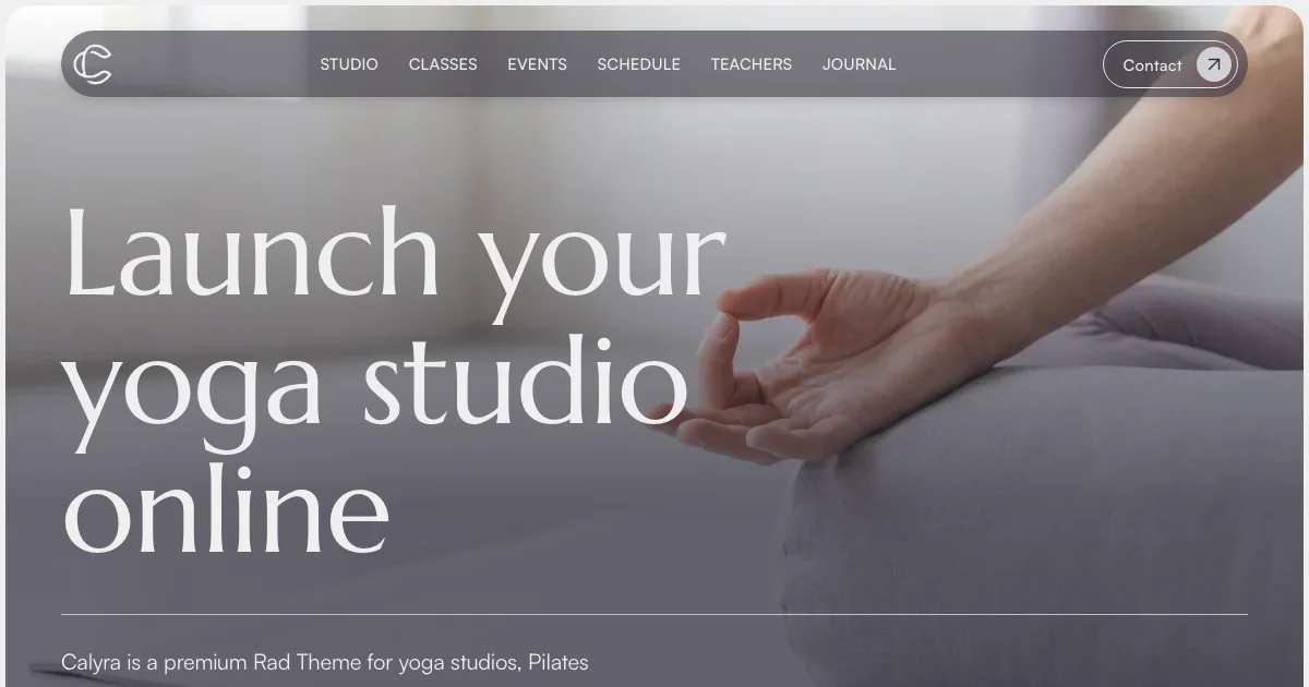 Screenshot of the Calyra theme homepage