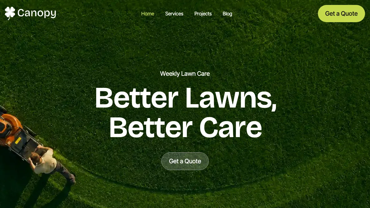 Screenshot of the Canopy Lawn theme homepage