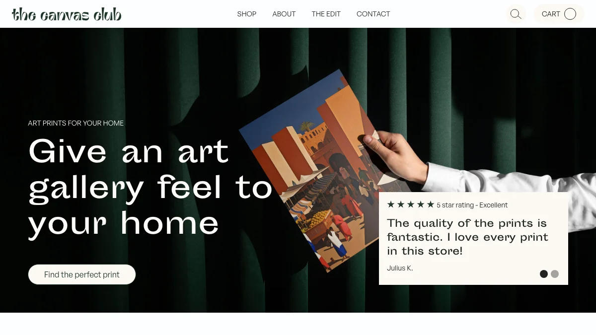 Screenshot of the The Canvas Club theme homepage